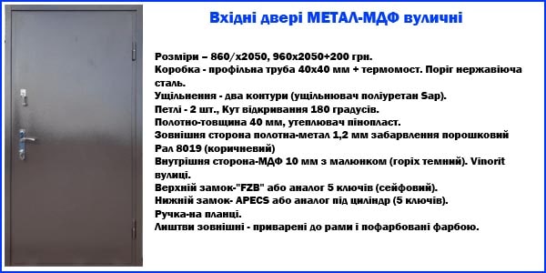 Входные двери МЕТАЛЛ-МДФ уличные Входные двери МЕТАЛЛ-МДФ уличные