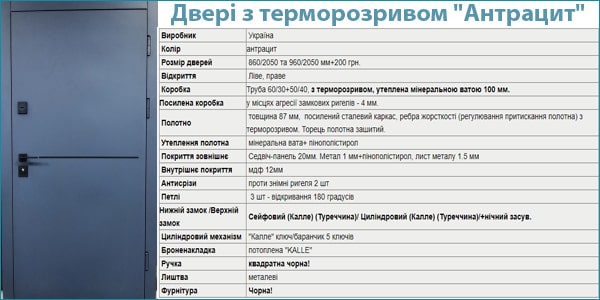 Уличная дверь с терморазрывом "Антрацит" Уличная дверь с терморазрывом "Антрацит"