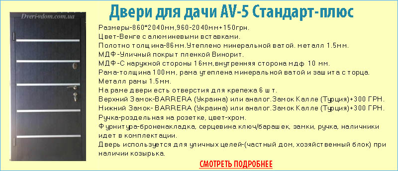 двери для дачи AV-5 Стандарт-плюс