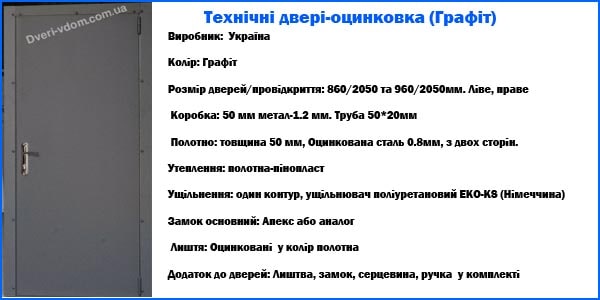 Металлическая недрогая дверь оцинкованная Графит Металлическая недрогая дверь оцинкованная Графит