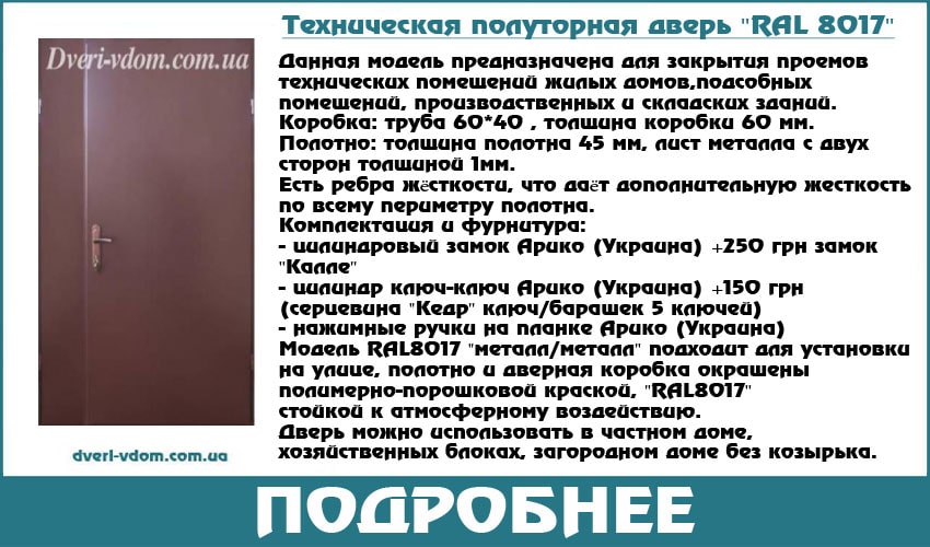 Техническая полуторная дверь Техническая полуторная дверь