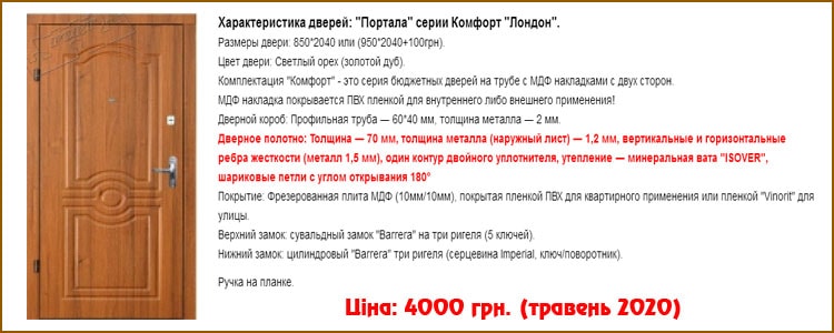 Вхідні двері Портала Лондон